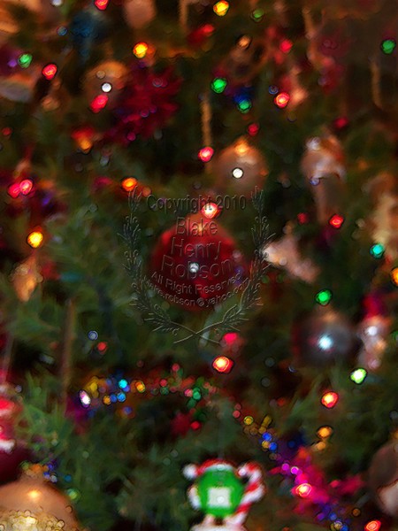 Christmas tree, ornaments, tinsel & colorful light