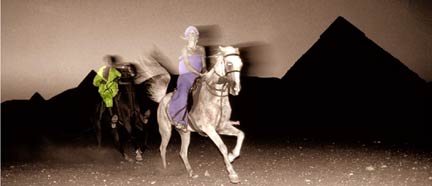 Horse riders at Pyramids Egypt
