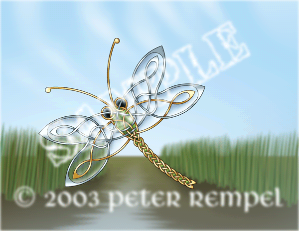 Dragonfly over marsh