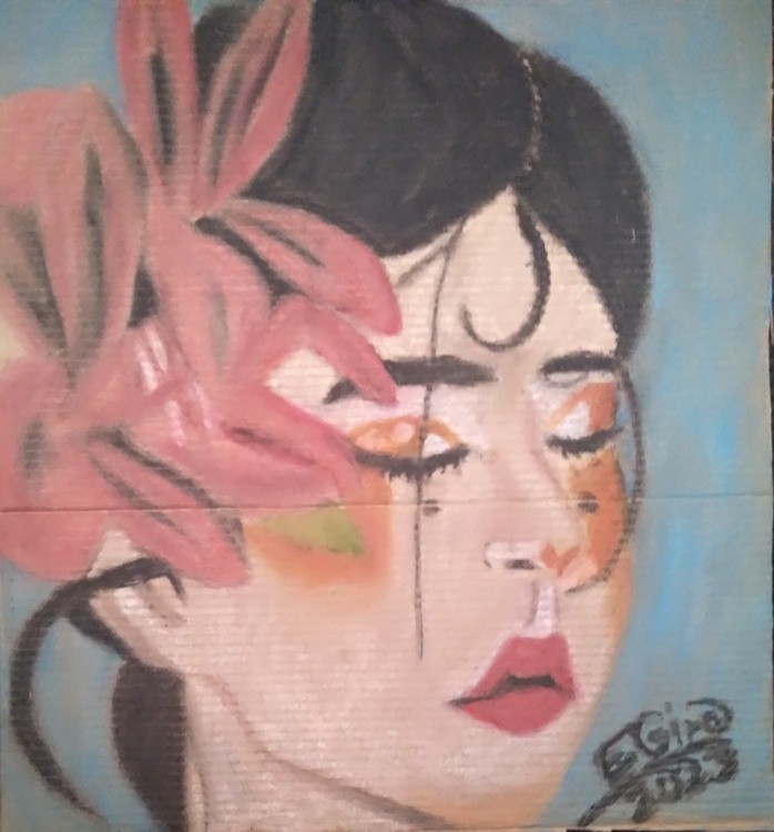 Asian Girl with Closed Eyes and Two Birthmarks