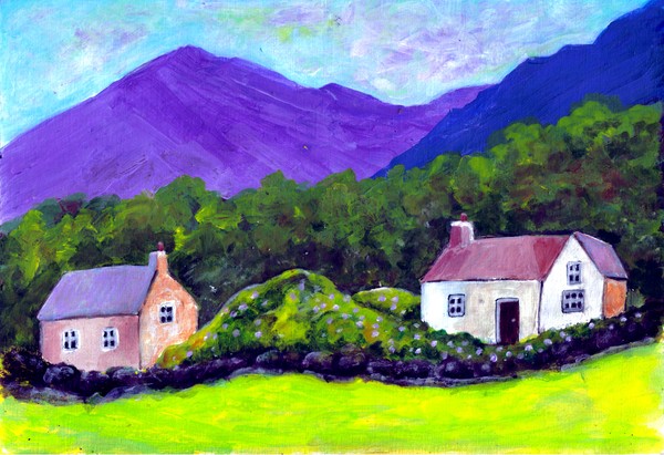 NORTH WALES, TWO COTTAGES IN THE HILLS