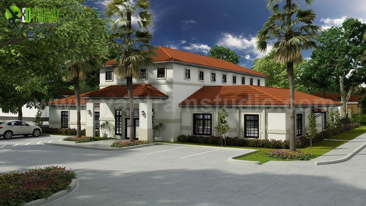Modern House Exterior Design by Yantram 3d exterior design companies Dubai, UAE