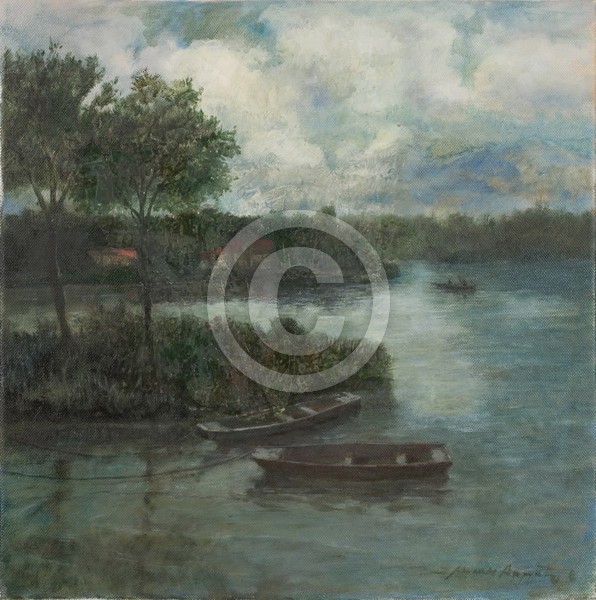 Boote 40x40 oil on canvas