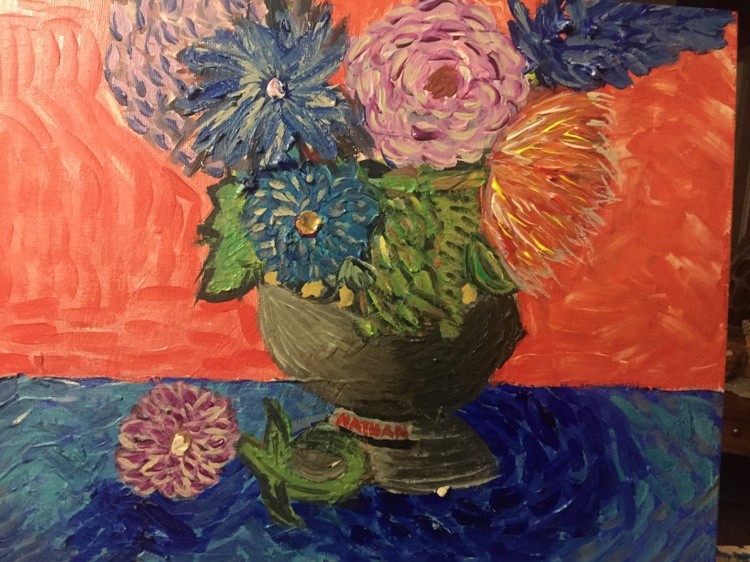Flowers in a Copper Vase