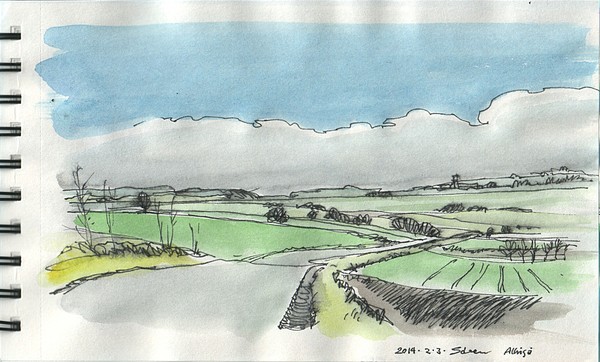 view to Alling stream, and lowland