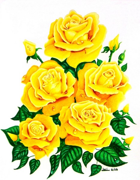 Raindrops Series #3 Yellow Roses