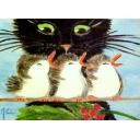 One Black Cat & Three Birds-a-Singing.....