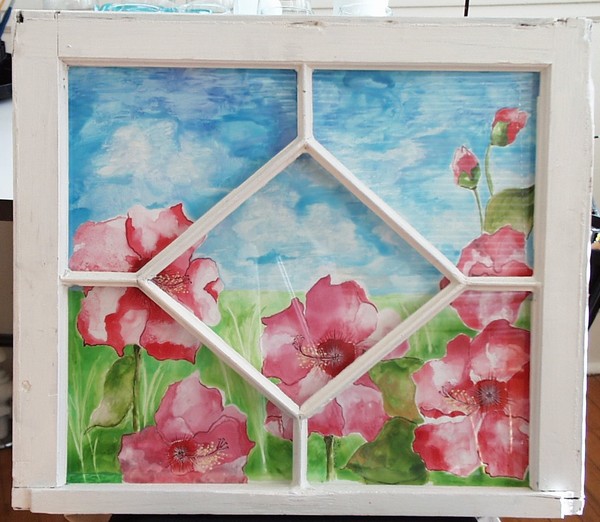 Faux Garden Hibiscus Watercolor Window