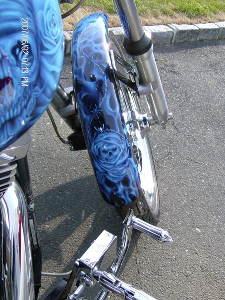 Kandy Blue Skulls-front fender backside
