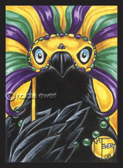 Mardi Gras Raven ACEO