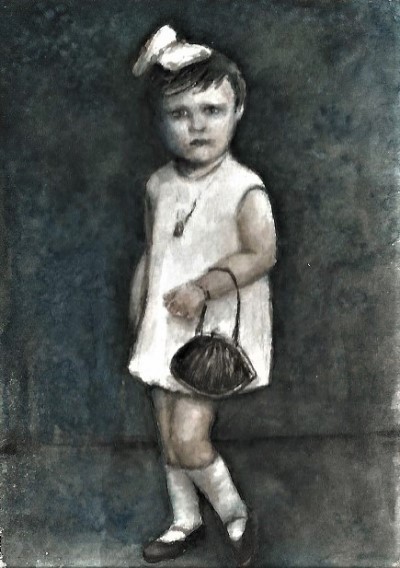 Girl painting from photo