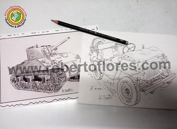 WW2 M4 Sherman tank and Willys MB jeep