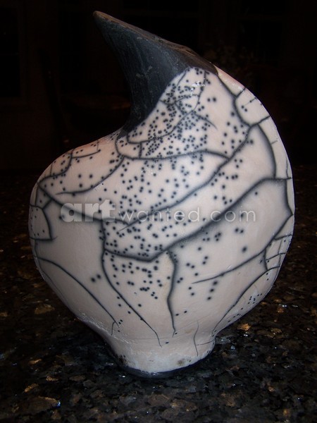 Raku crackle peel vessel
