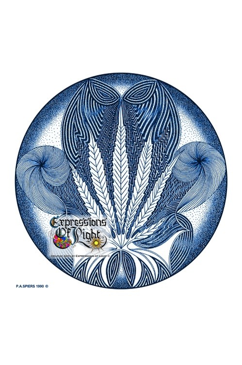 ExpoLight-Graphic-Arts-Cannabis-Orb-1990-0001 (Pen-&-Ink-Blue-Sepia-SP)