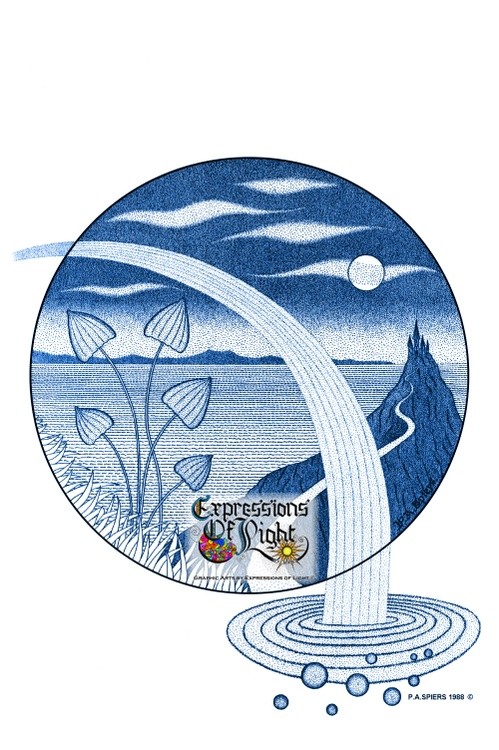 ExpoLight-Graphic-Arts-Magic-Mushrooms-1988-0001 (Pen-&-Ink-Blue-Sepia-SP)