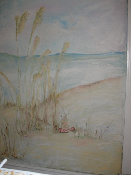 Shells, dunes, and sea oats mural