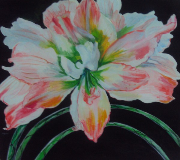 Watercolor Flower painting White Large Mix Media
