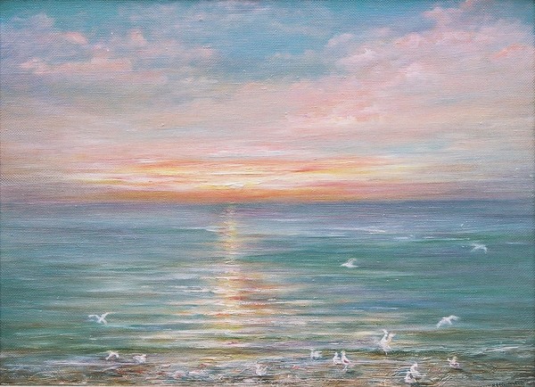 Seagulls on the sunset