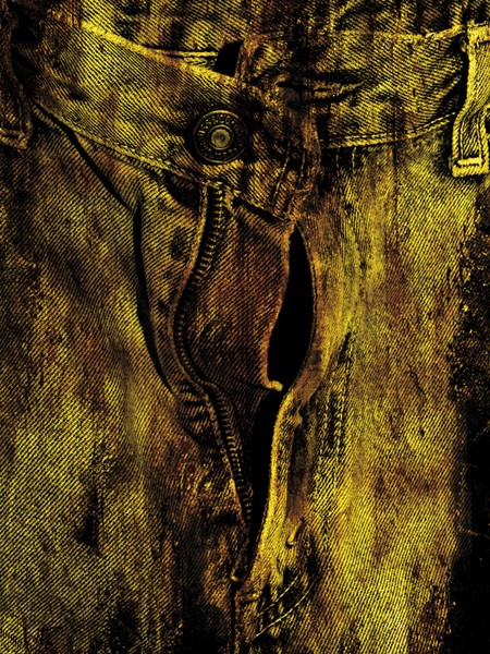 Destroyed blue jeans