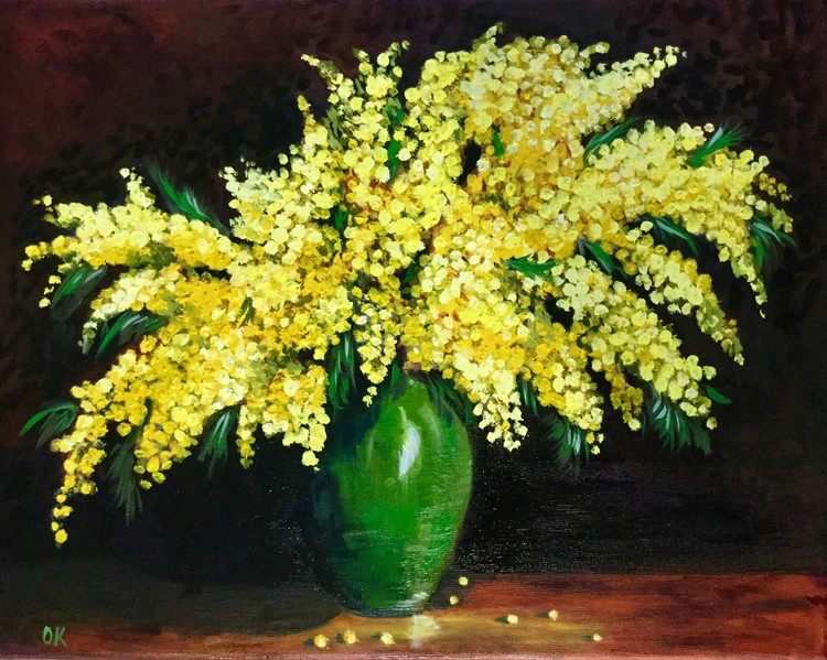 Mimosas in a vase.