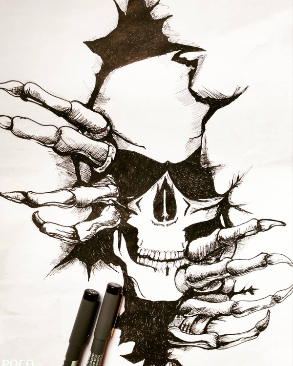 scribbleart skulltattoo stayhome