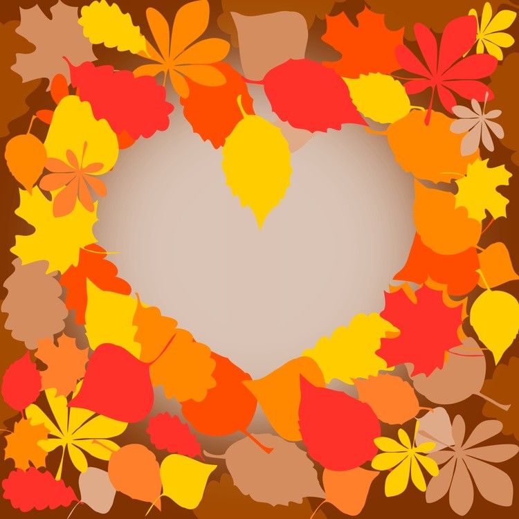 Pattern of autumn leaves in the shape of a square
