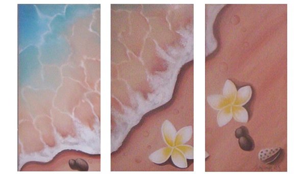 frangipani Beach Triptych