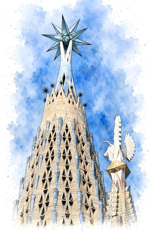 Tower of Mary. Sagrada Família in Barcelona.