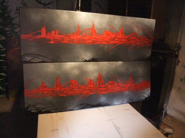 2 STELCO paintings abst style...
