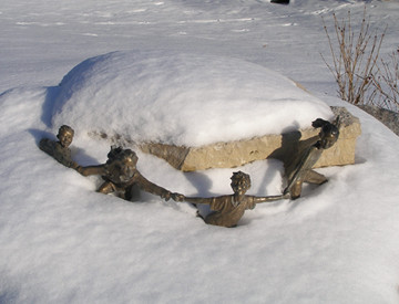 Snow & Laughing Children Sculpture