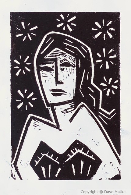 lady linocut