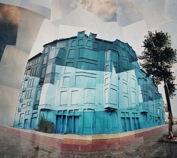 blue building