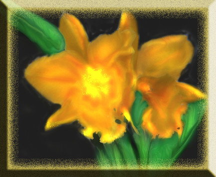 Tangerine Orchids Blooming at Midnight