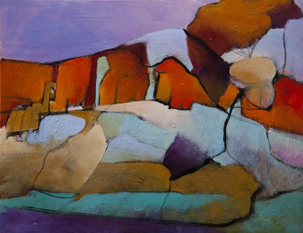 landscape with purple sky