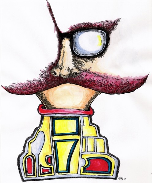 Frasco con señor bigotudo