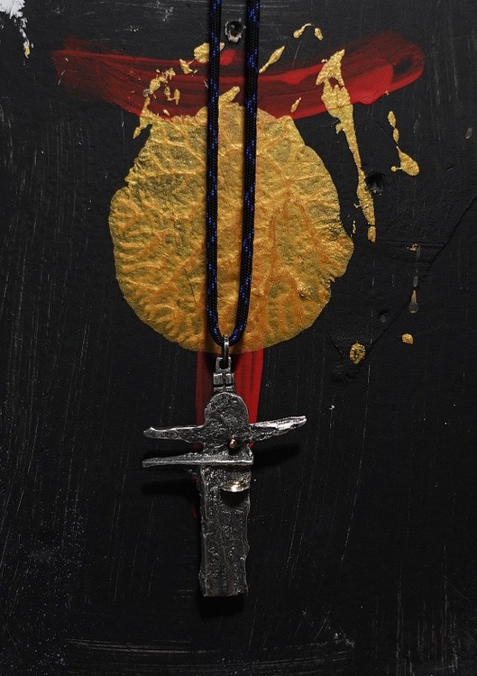 I made this  contemporary Tau cross (custom order) for a Catholic priest from Tokyo, 18k Gold ,Sterl