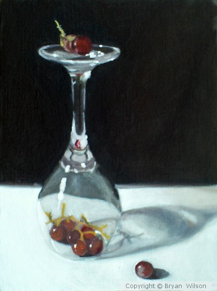 Wine glass with grapes