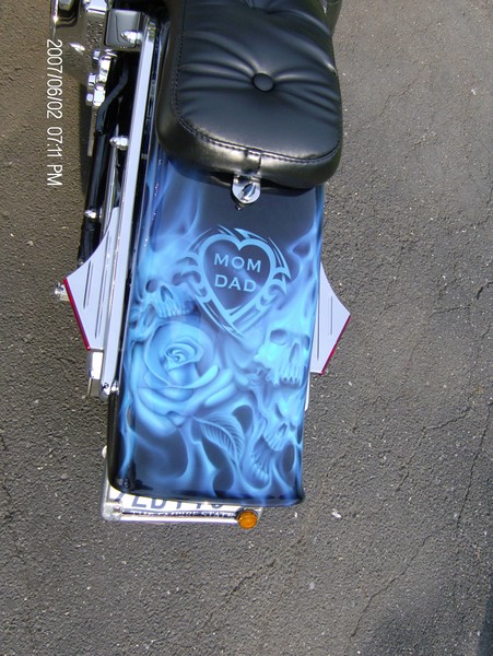 Kandy Blue Skulls -rear fender