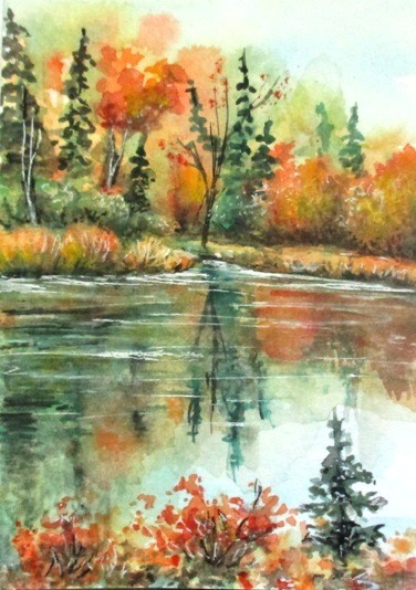 Fall aceo original painting 