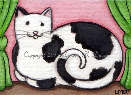 Cat ACEO ATC 2.5x3.5in Original Painting