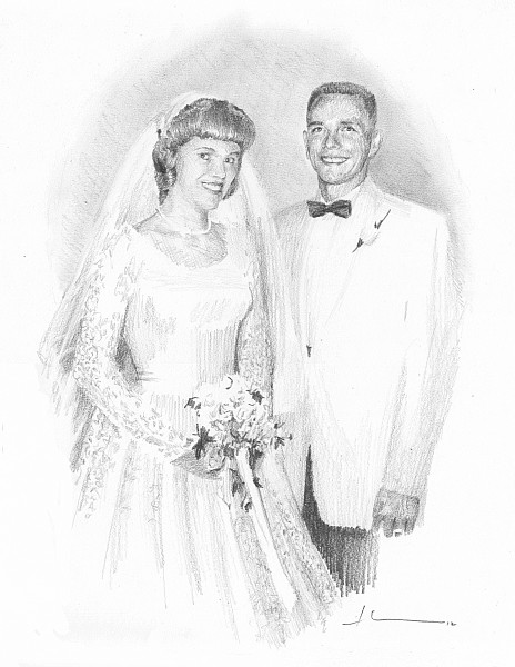 50's newlyweds2 pencil drawing
