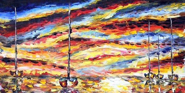 DECLINE OVER RED SEA - rybalow oil knife art