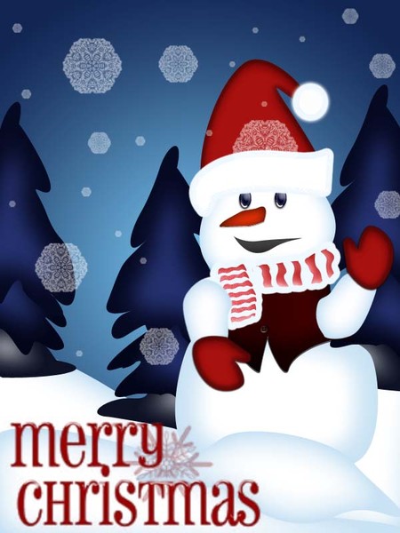My first snow scene & snowman