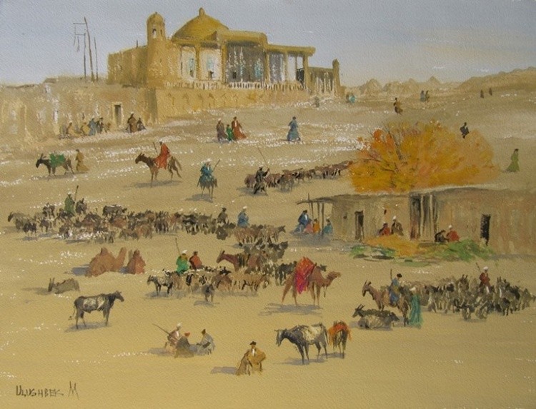 Livestock bazaar in the vicinity of Samarkand