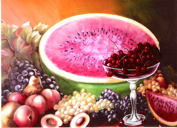 Watermelon and Fruits Still Life
