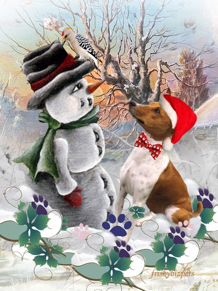 Basenji Watches Snowman