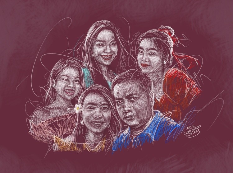 Scribble Art Portrait - ROSARIO FAMILY