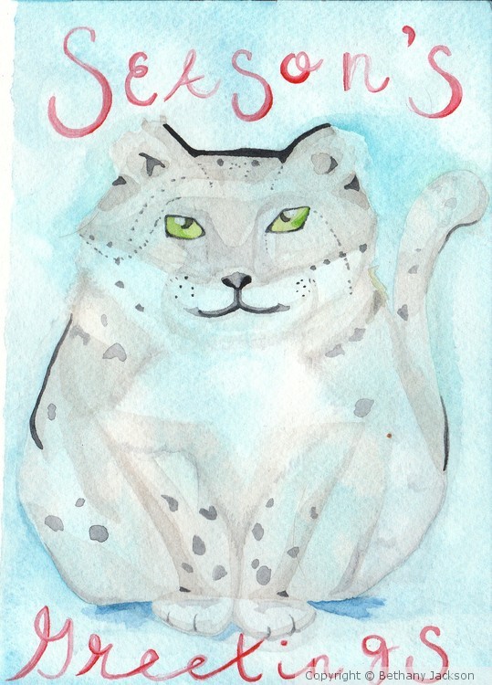 Snow Leopard Christmas Card