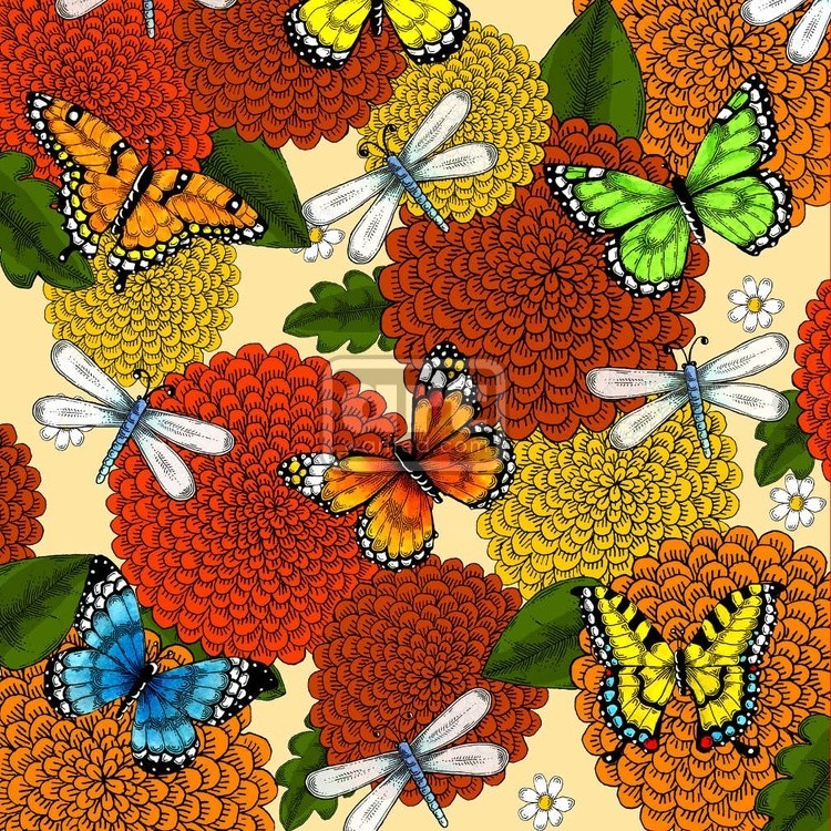 Flowers and Butterflies 