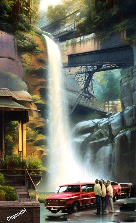Holiday trip to waterfall 